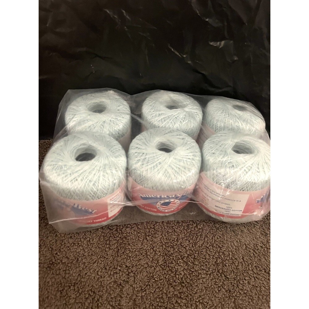 6 Americas Best Country Cotton Sz 10 Crochet Thread Lt. Aqua - New